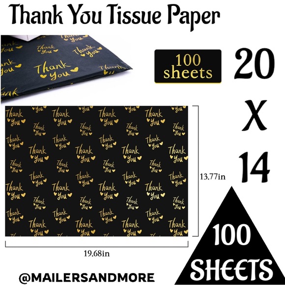 100 Thank You Tissue Paper Sheets, 20x14 PRICE IS FIRM - Picture 3 of 9